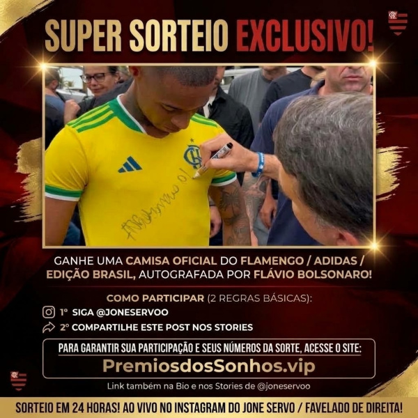 CAMISA OFICIAL AUTOGRAFADA POR FLÁVIO BOLSONARO🇧🇷🔥⚽️